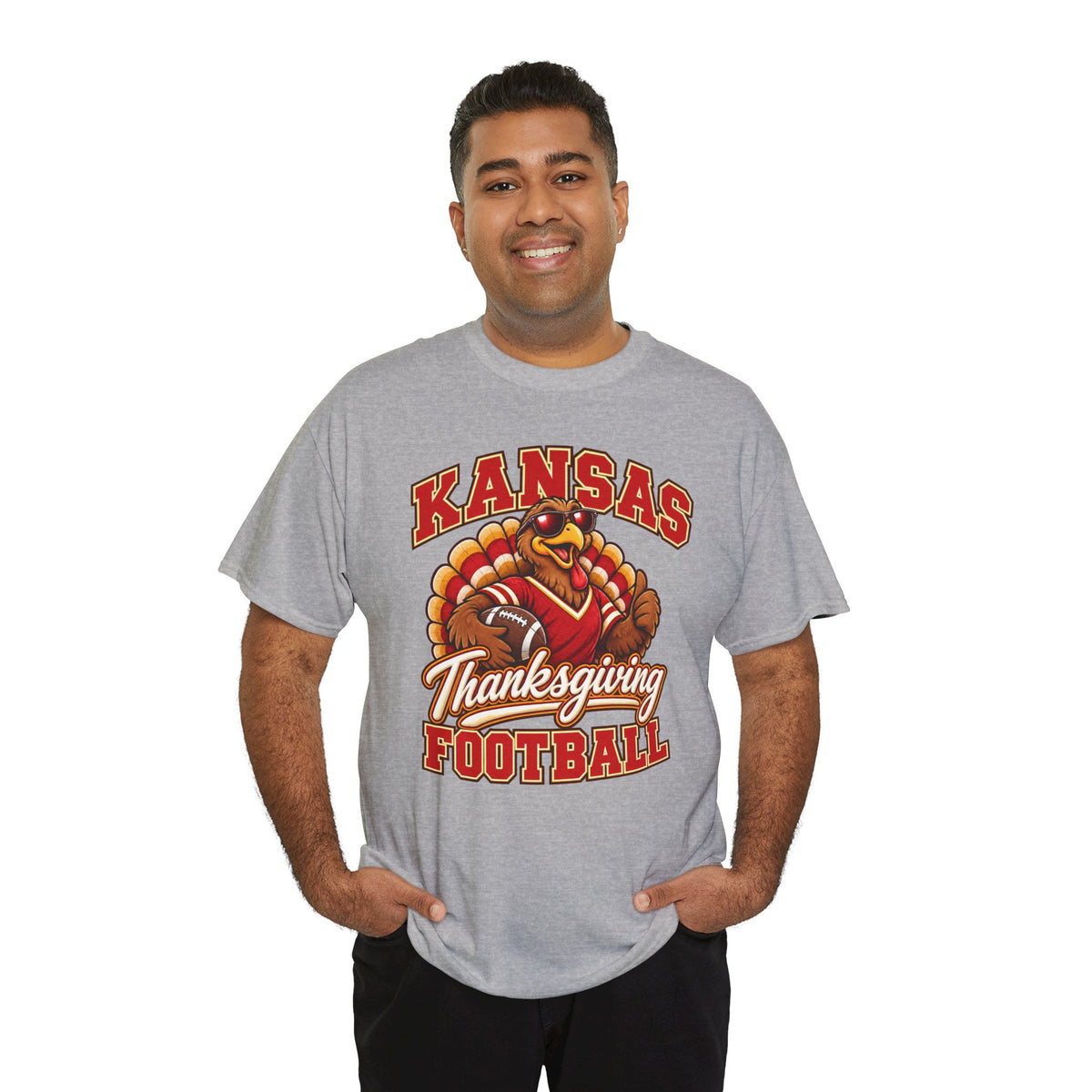 Kansas Thanksgiving Football T‑Shirt — Turkey Mascot Holiday Game Tee