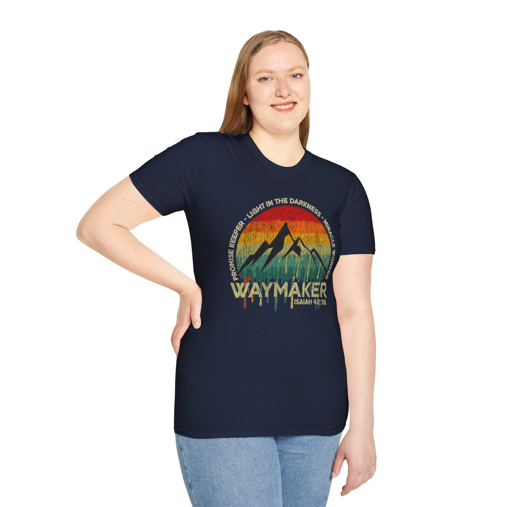 Waymaker Mountain T-Shirt — “Promise Keeper, Light in the Darkness” Christian Graphic Tee
