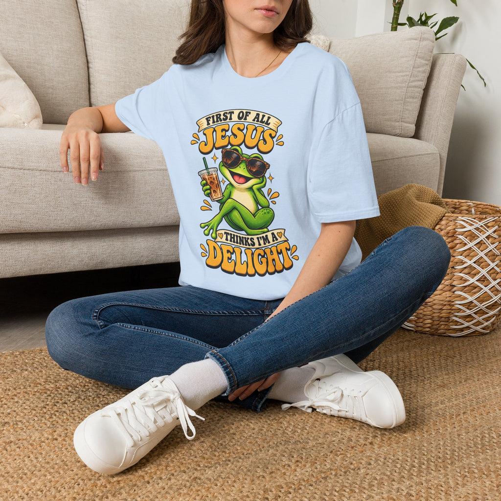Jesus Frog T-Shirt — "First of All Jesus" Cute Frog Christian Tee