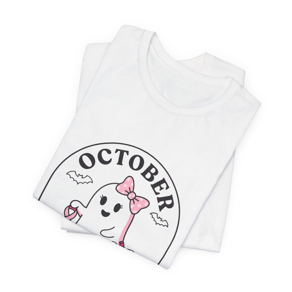 October Pink Boo Crew Tee — Breast Cancer Awareness Ghost T-Shirt