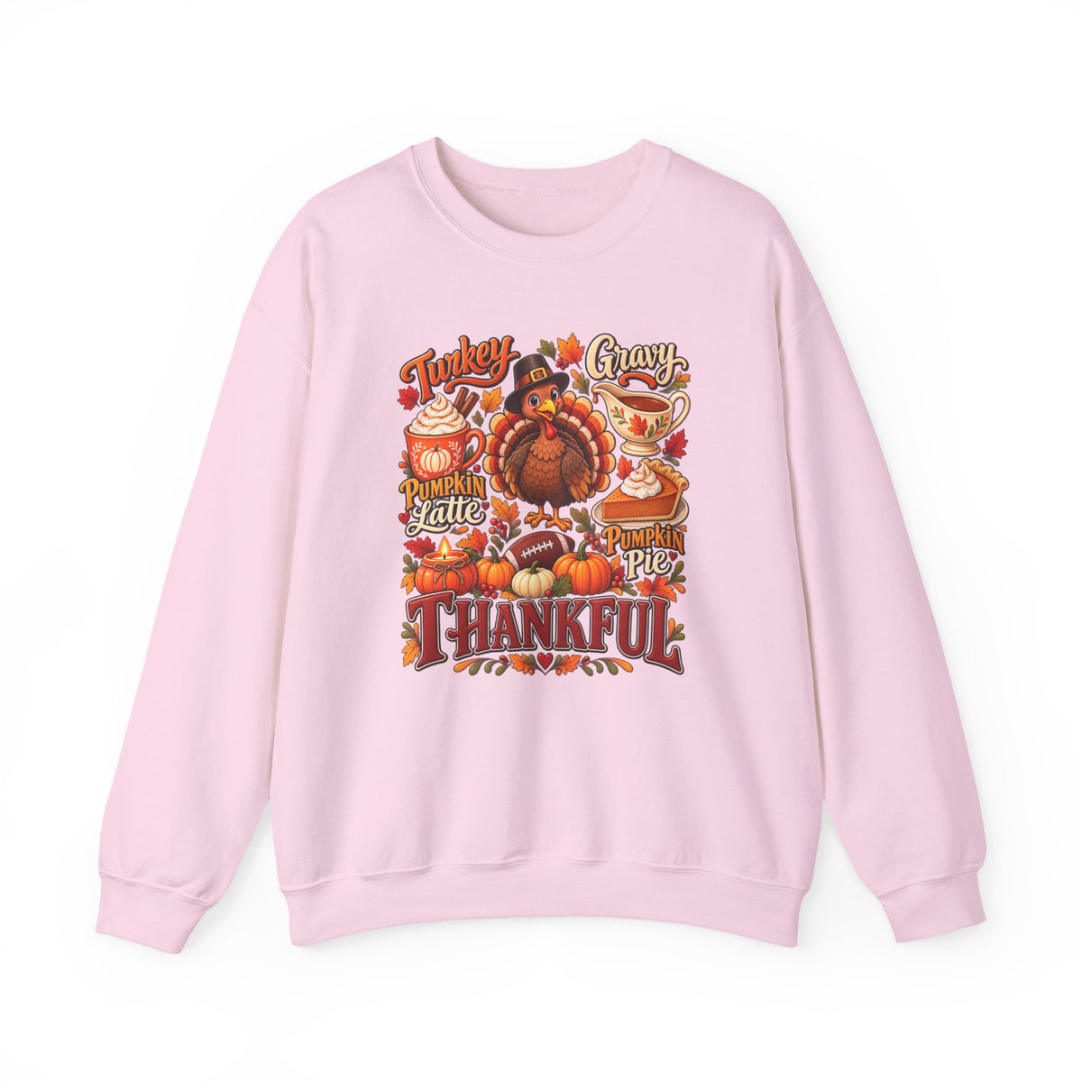 Thankful Thanksgiving Sweatshirt — Cute Turkey & Fall Harvest Crewneck