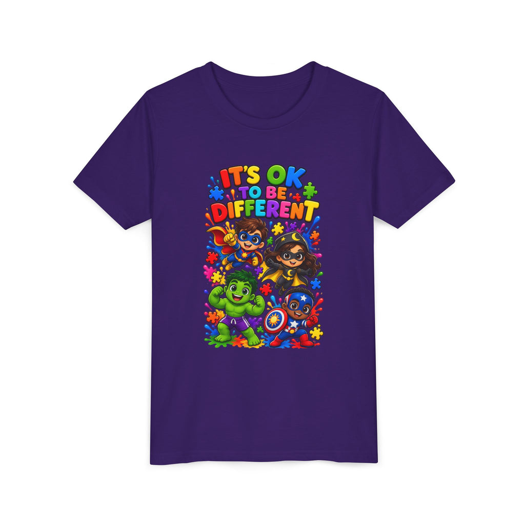 Kids T-Shirt — "It's OK to Be Different" Colorful Superhero Diversity Tee