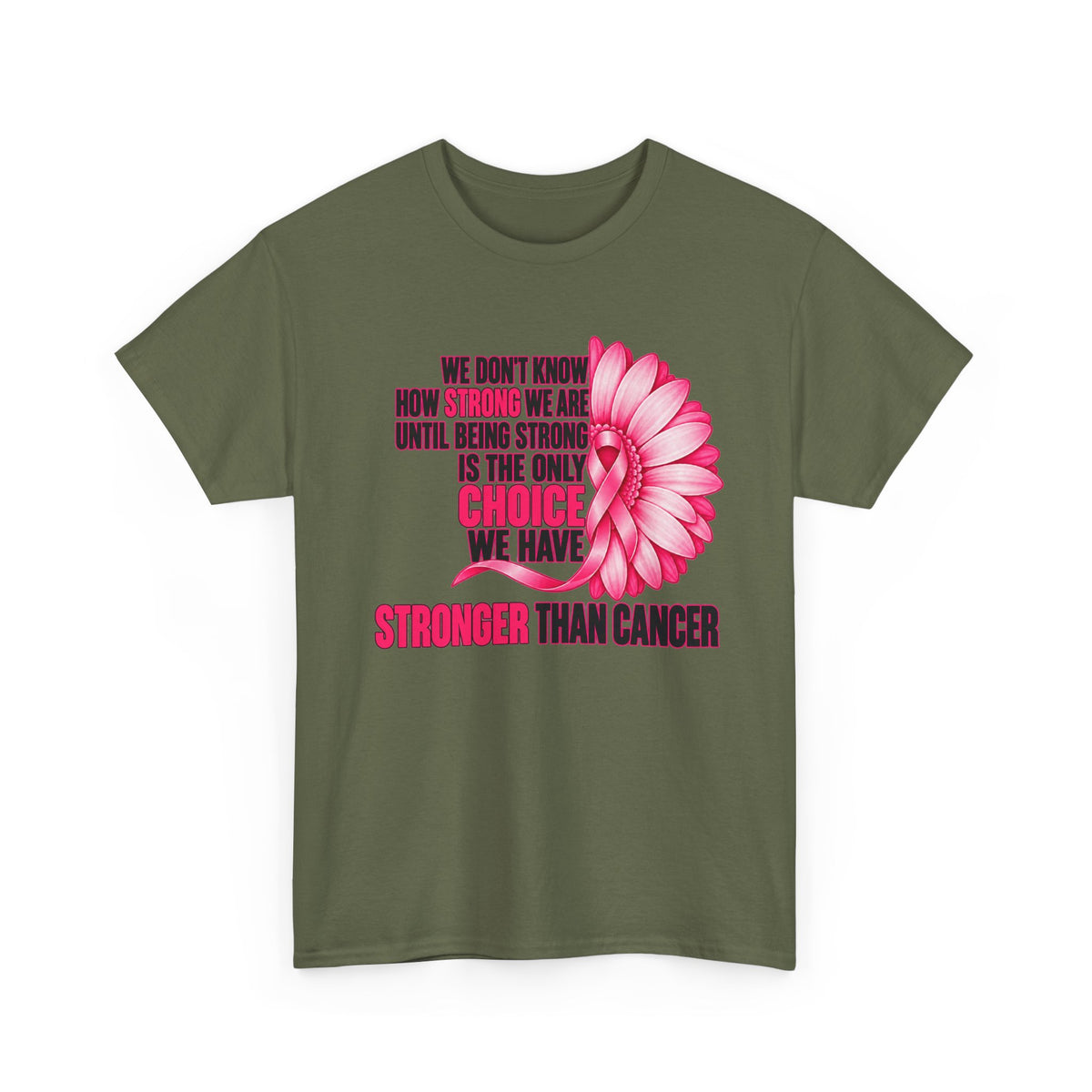 Breast Cancer Awareness T-Shirt - "Stronger Than Cancer" Floral Support Tee