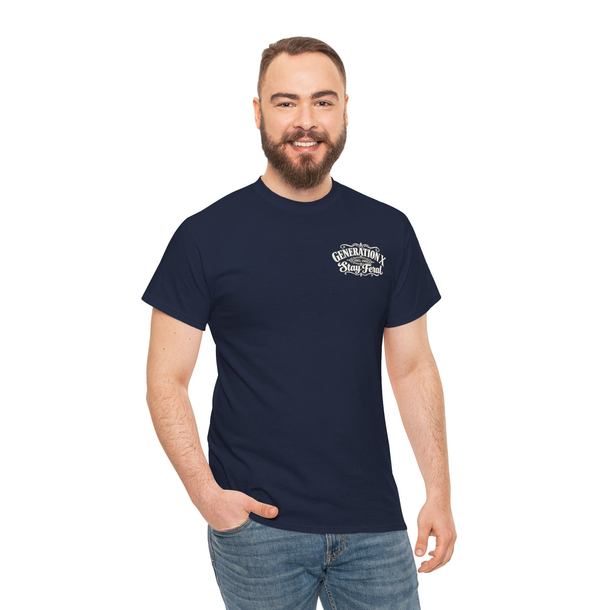 Generation X T‑Shirt — 'Stay Feral' Vintage Whiskey Label Tee (Born 1965–1980)