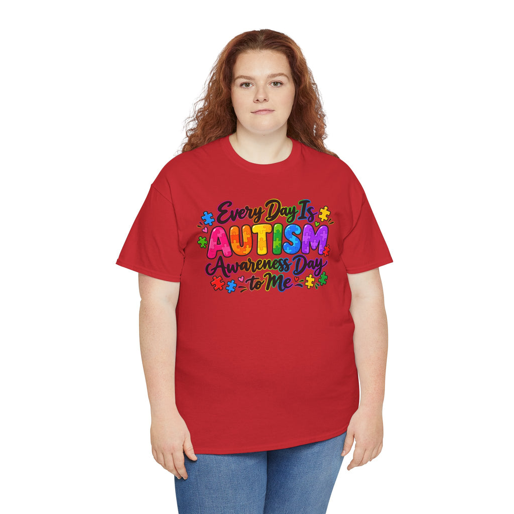 Autism Awareness T-Shirt — "Every Day Is Autism Awareness Day to Me" Colorful Puzzle Tee