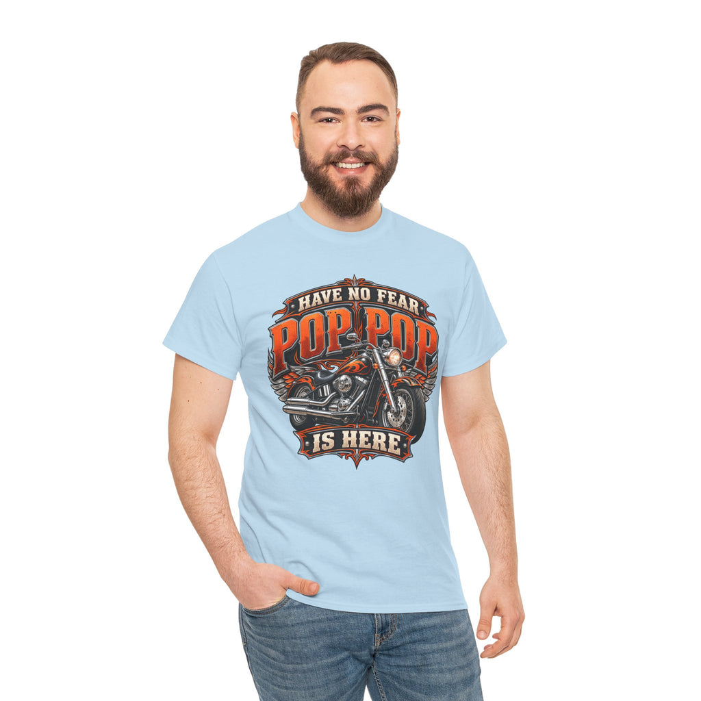 Pop Pop Is Here Motorcycle Dad T-Shirt