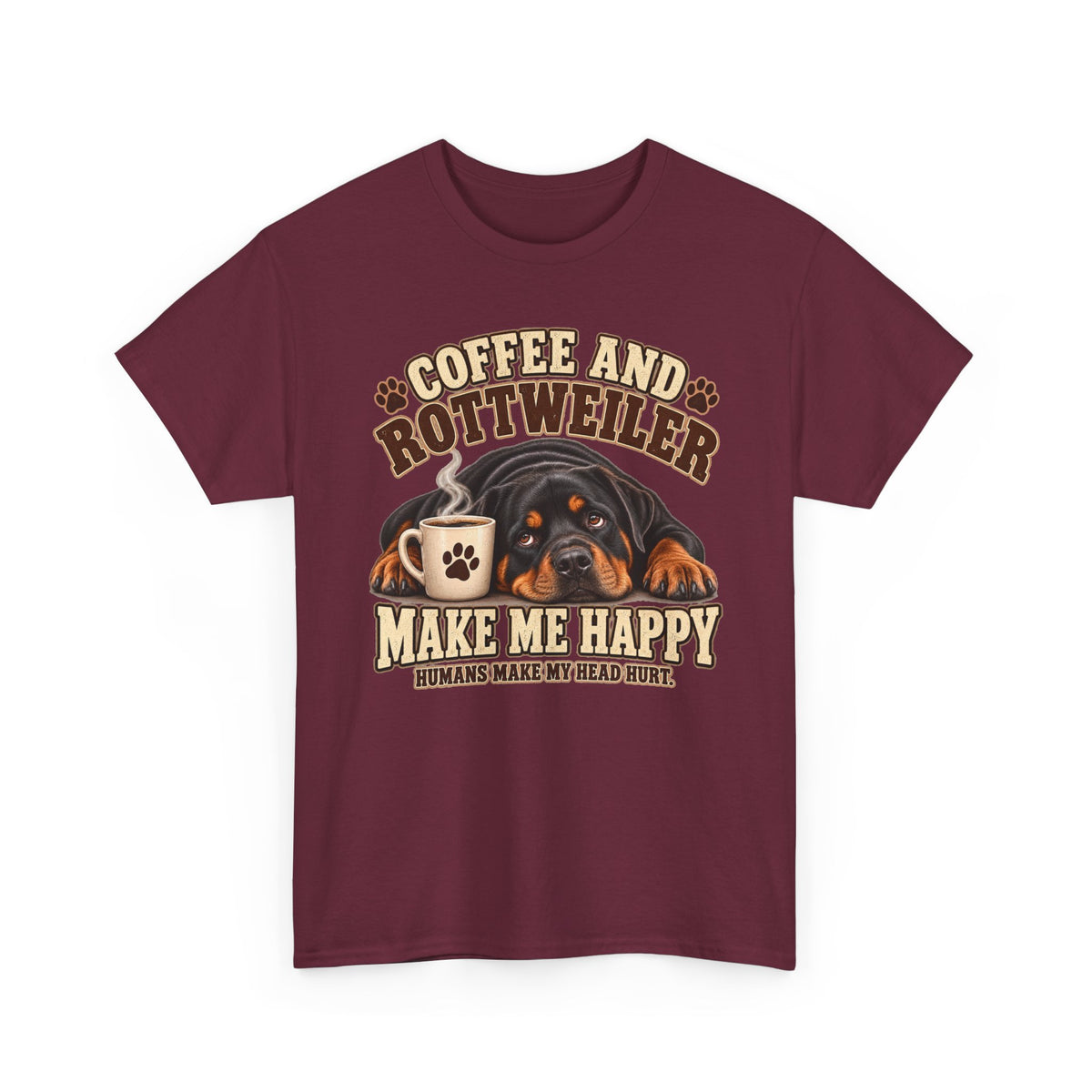 Coffee and Rottweiler Tee — "Coffee and Rottweiler Make Me Happy" Dog Lover Shirt
