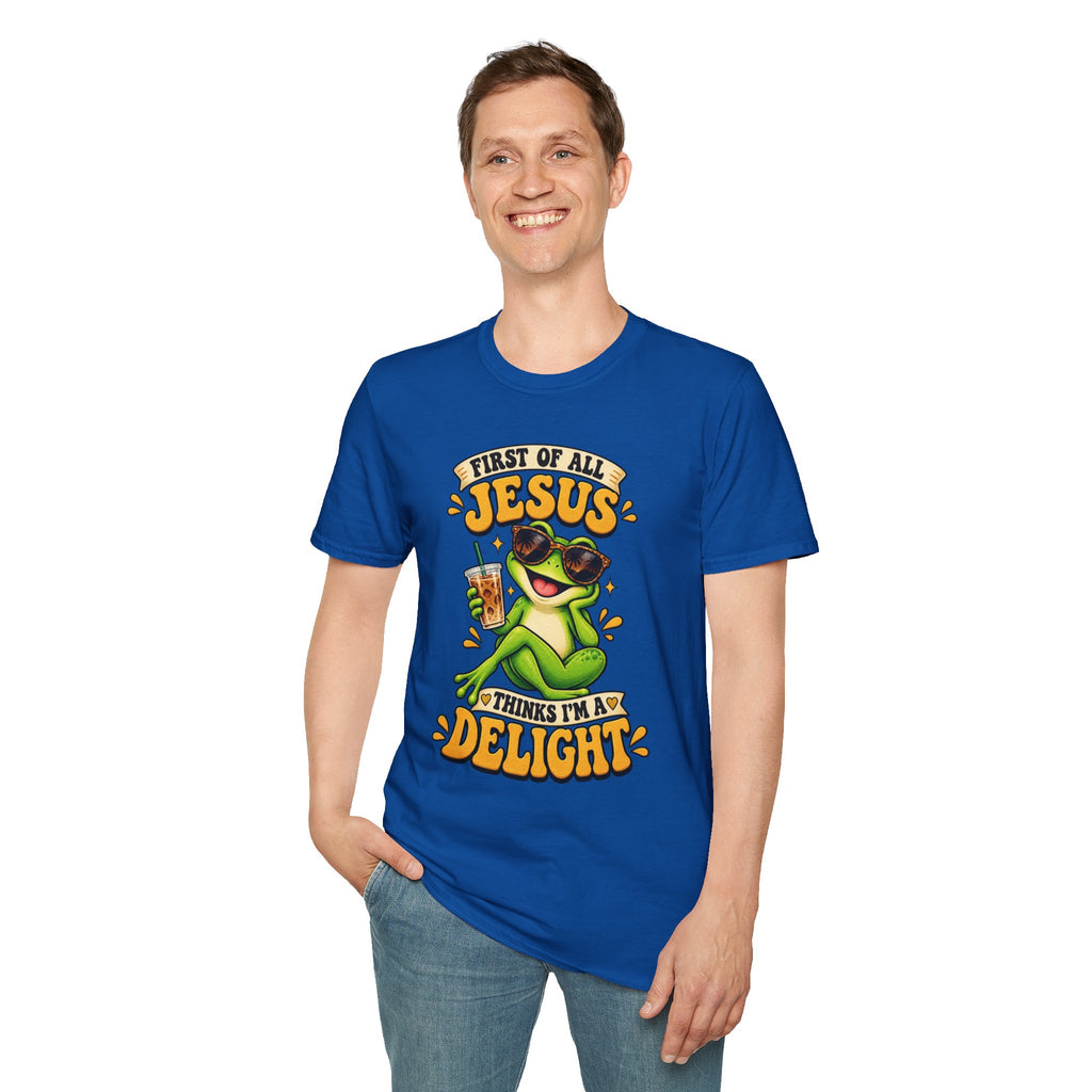 Jesus Frog T-Shirt — "First of All Jesus" Cute Frog Christian Tee