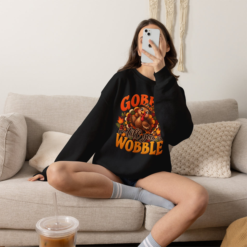 Thanksgiving Turkey 'Gobble Till You Wobble' Crewneck Sweatshirt