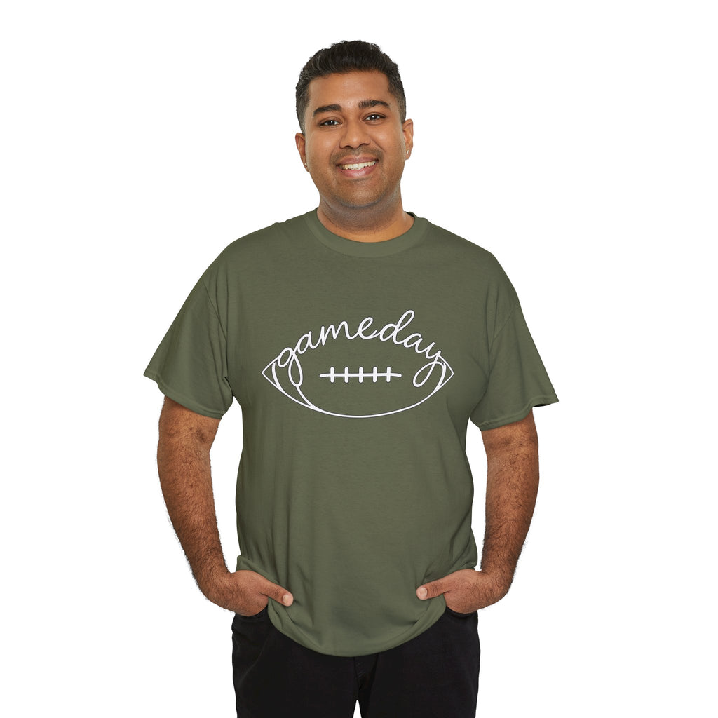 Gameday Football Tee — 'gameday' Script Football Graphic T-Shirt
