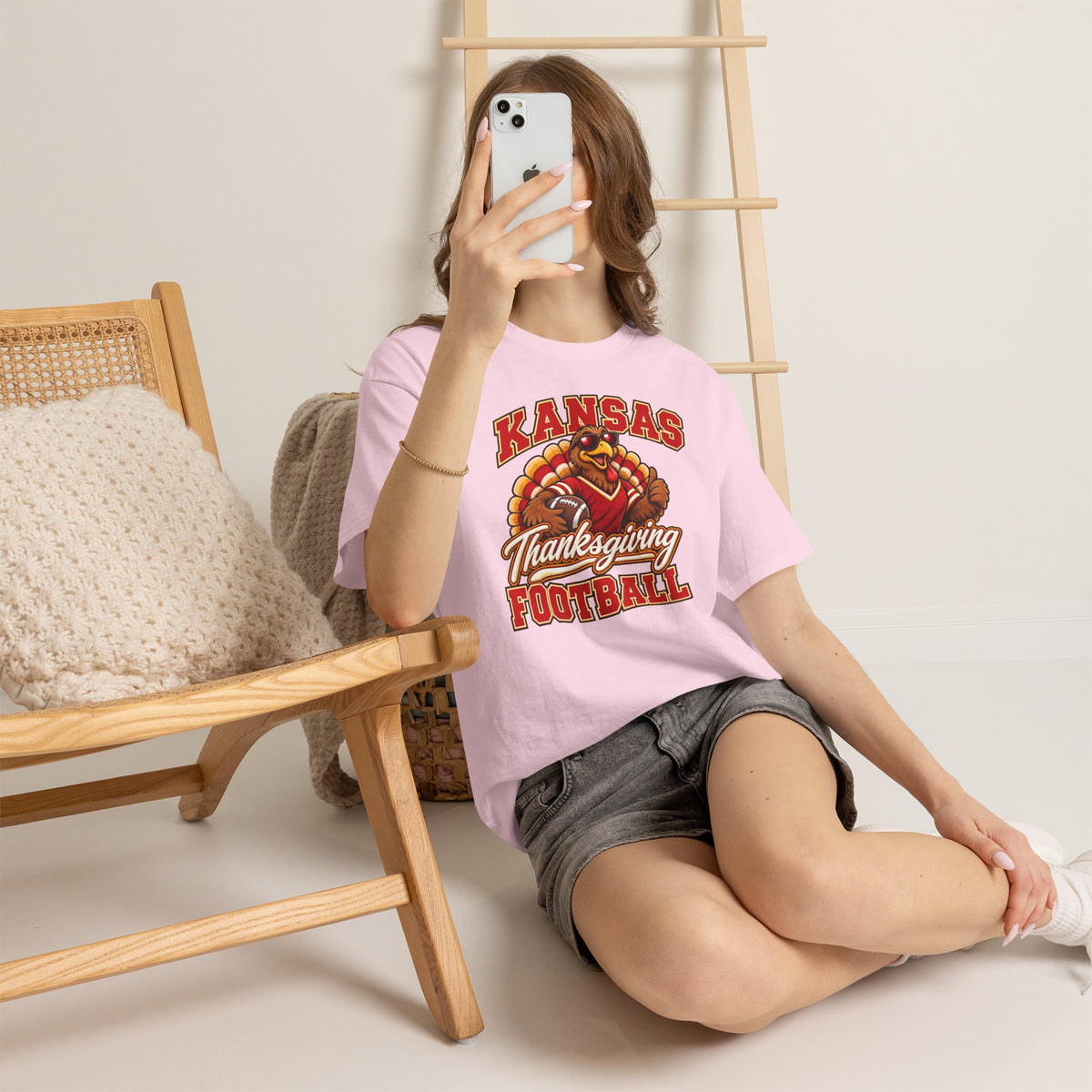 Kansas Thanksgiving Football T‑Shirt — Turkey Mascot Holiday Game Tee