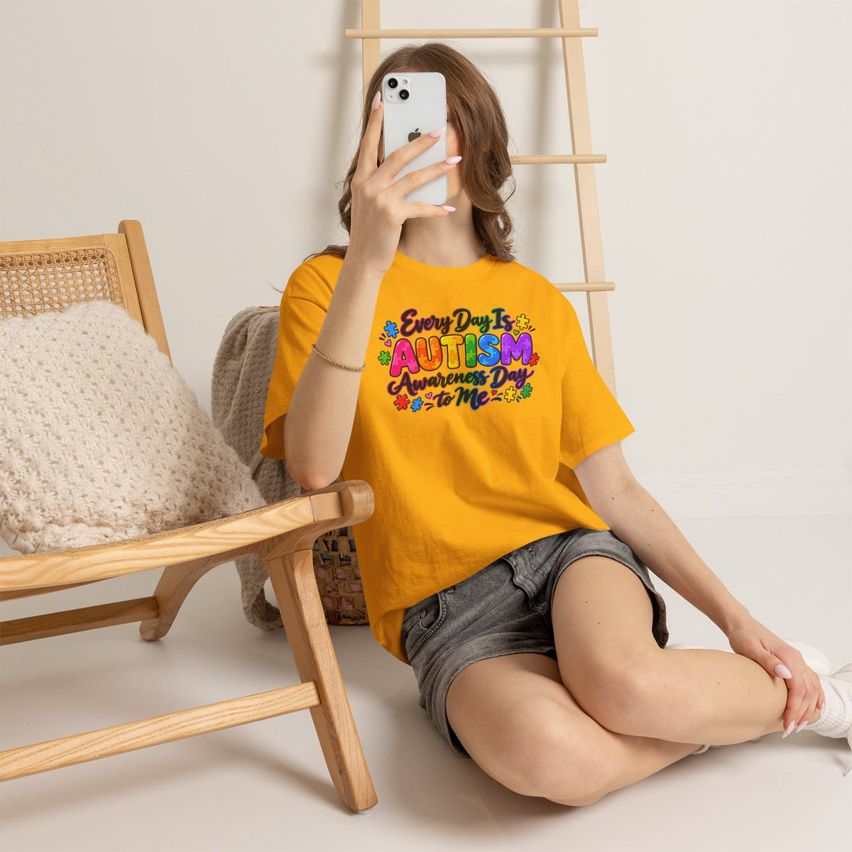 Autism Awareness T-Shirt — "Every Day Is Autism Awareness Day to Me" Colorful Puzzle Tee