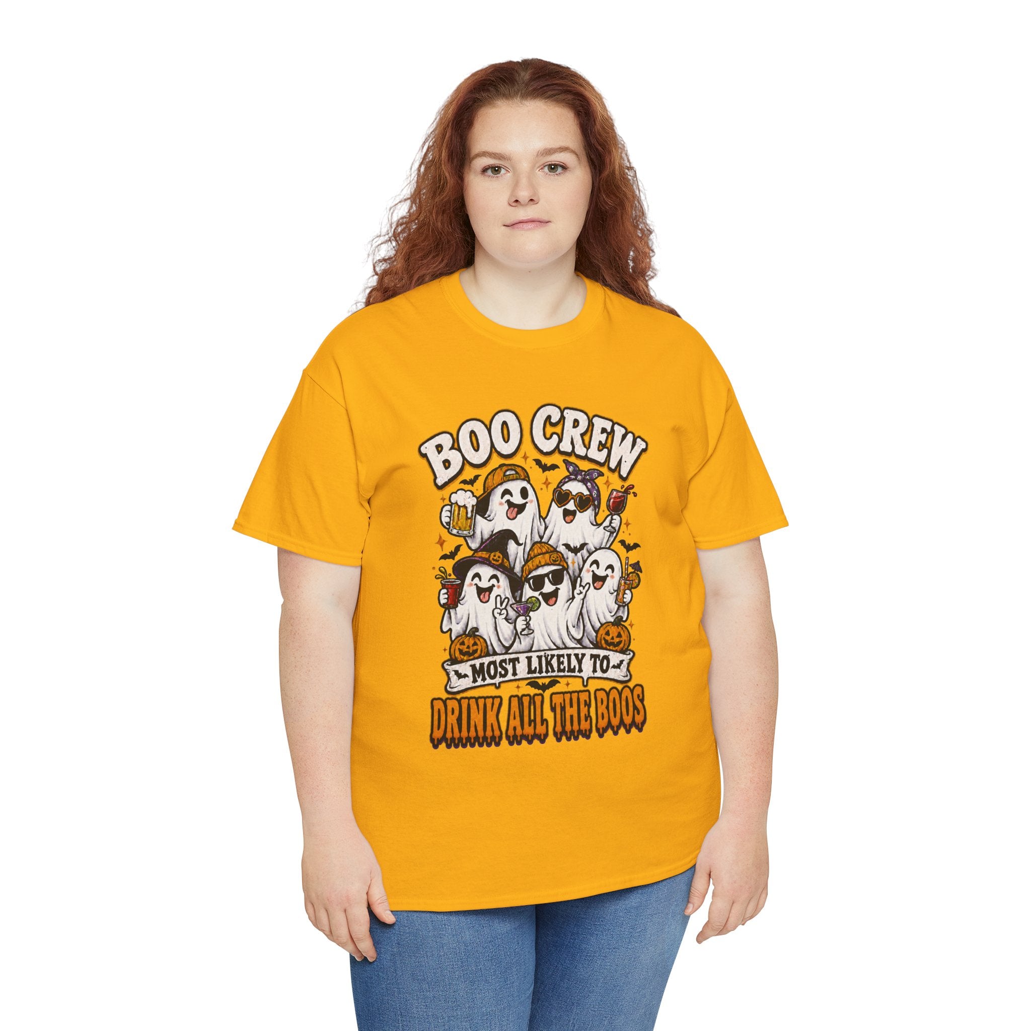 Boo Crew Halloween Tee — “Most Likely To Drink All The Boos” Ghost Party Shirt
