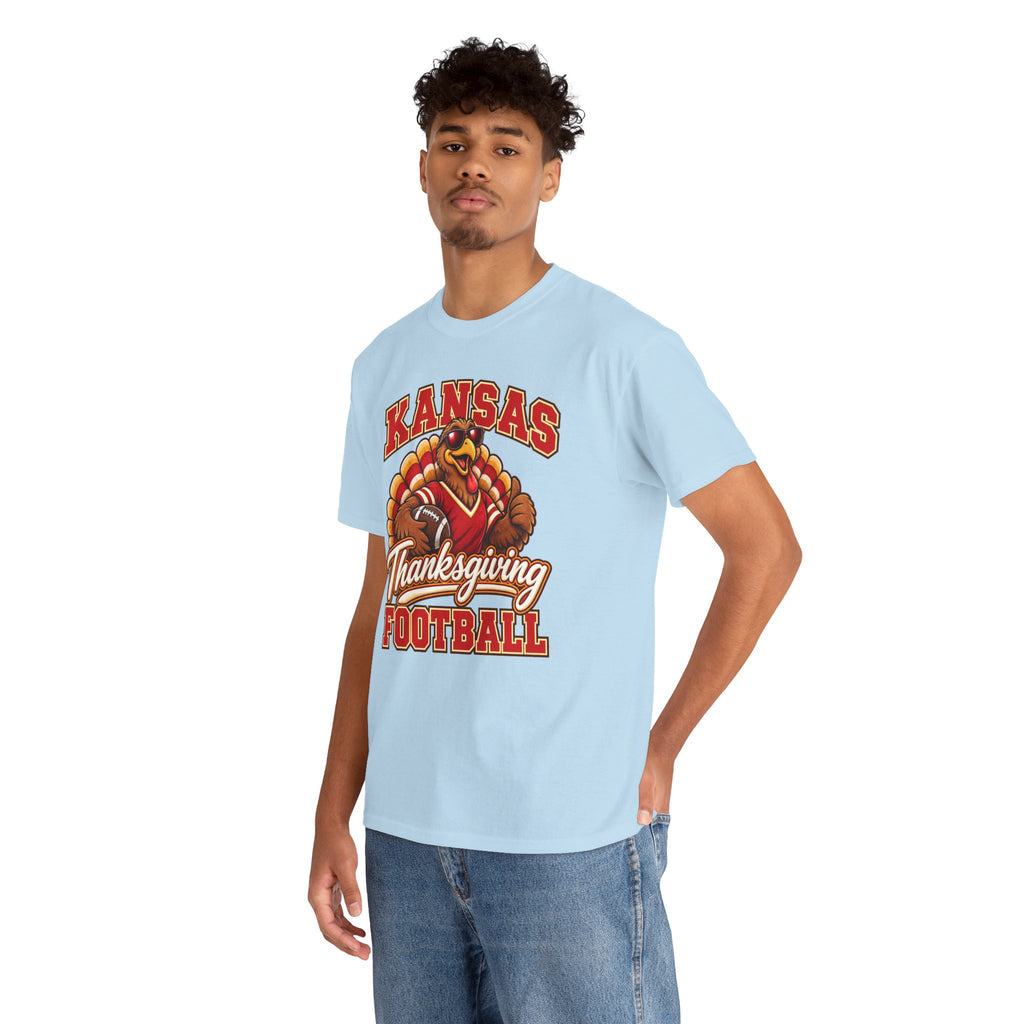Kansas Thanksgiving Football T‑Shirt — Turkey Mascot Holiday Game Tee