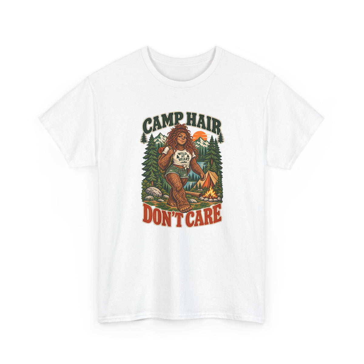 Camp Hair Don't Care T-Shirt — Retro Camping Graphic Tee
