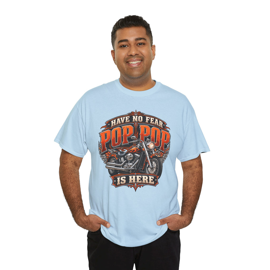 Pop Pop Is Here Motorcycle Dad T-Shirt