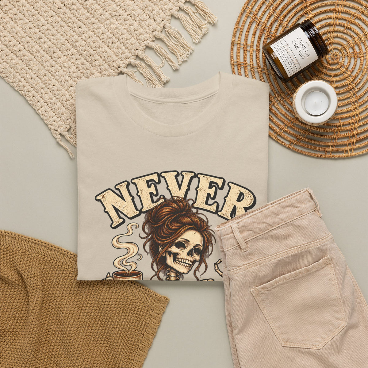 Never Better Skeleton Coffee Graphic Tee