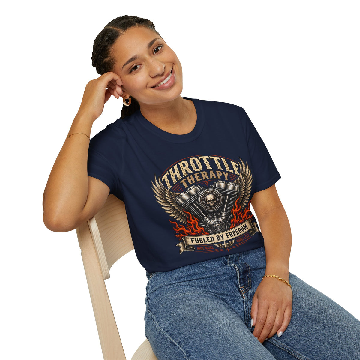 Throttle Therapy Motorcycle T‑Shirt — Fueled by Freedom Riding Tee