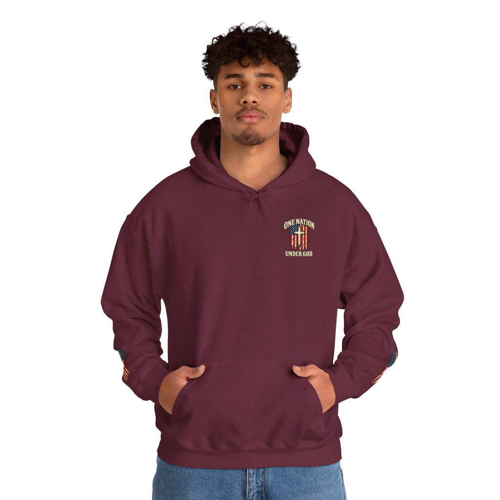 One Nation Under God Patriotic Cross Hoodie