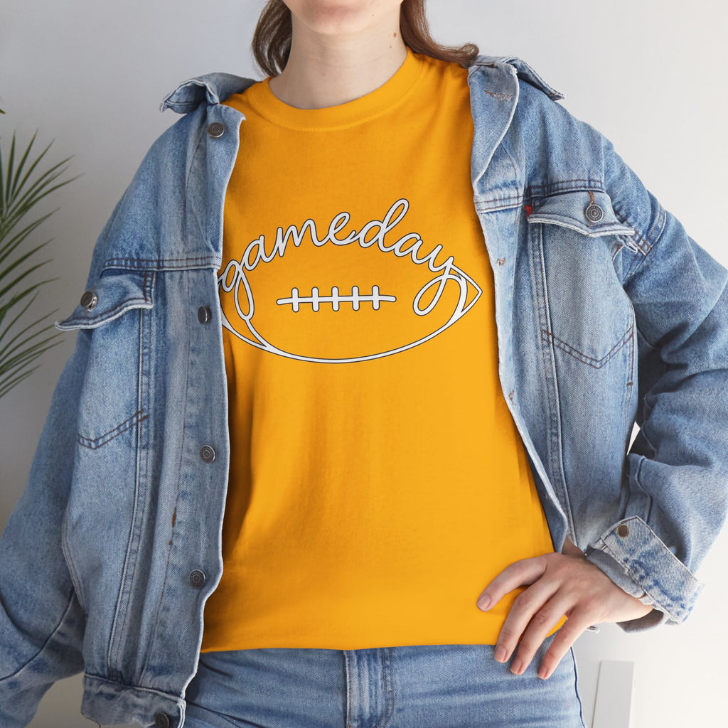 Gameday Football Tee — 'gameday' Script Football Graphic T-Shirt