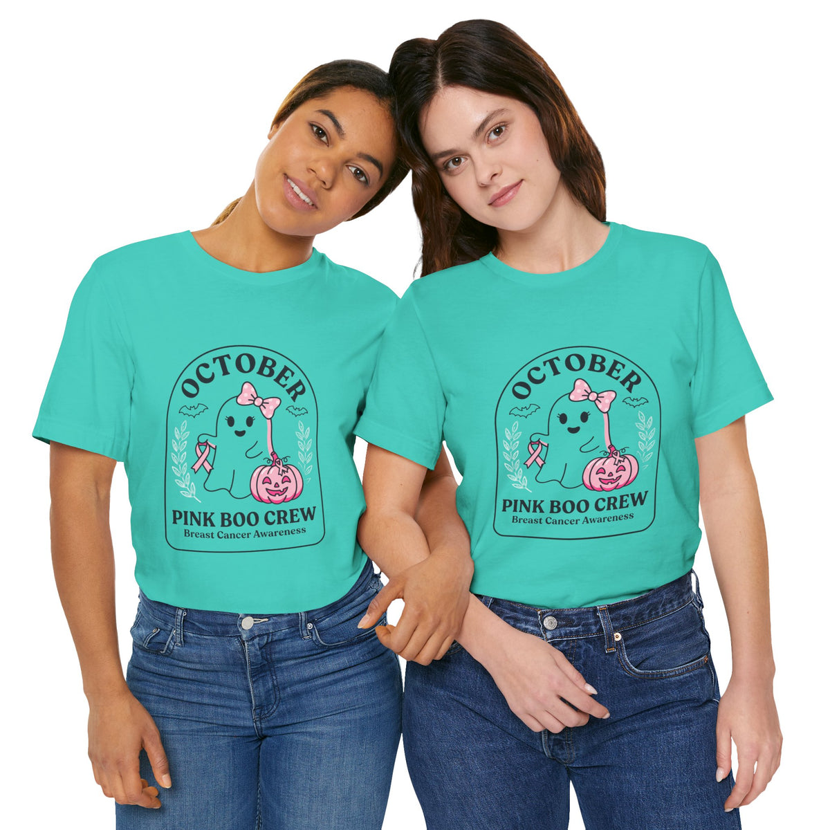 October Pink Boo Crew Tee — Breast Cancer Awareness Ghost T-Shirt