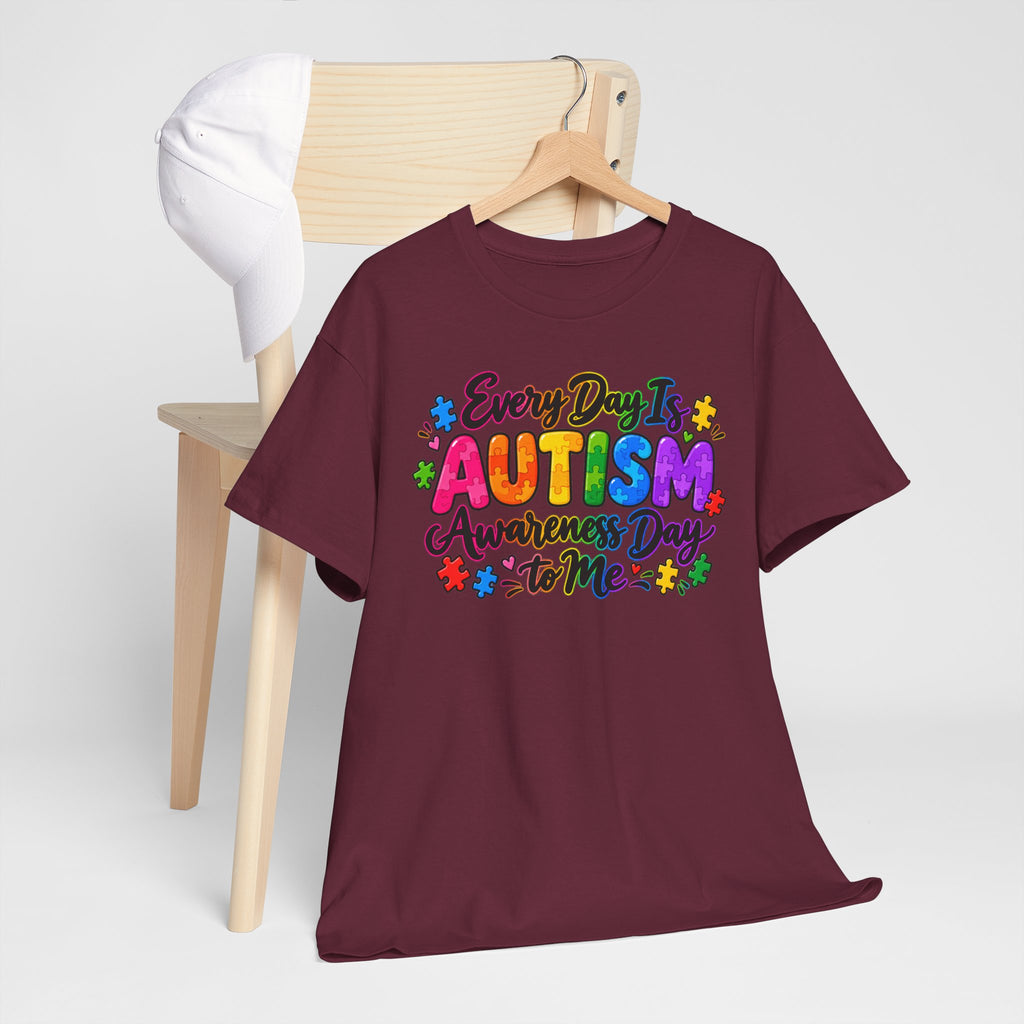 Autism Awareness T-Shirt — "Every Day Is Autism Awareness Day to Me" Colorful Puzzle Tee