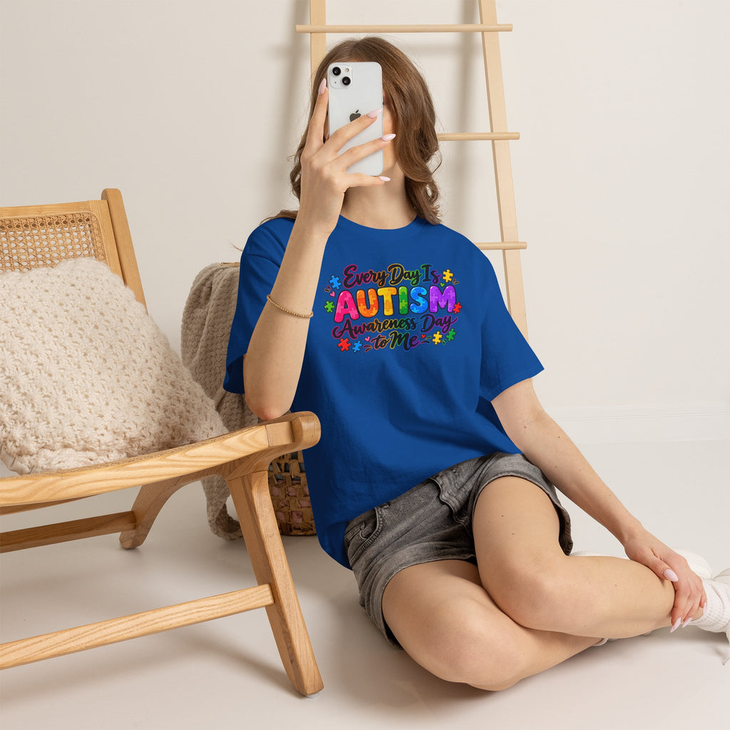 Autism Awareness T-Shirt — "Every Day Is Autism Awareness Day to Me" Colorful Puzzle Tee