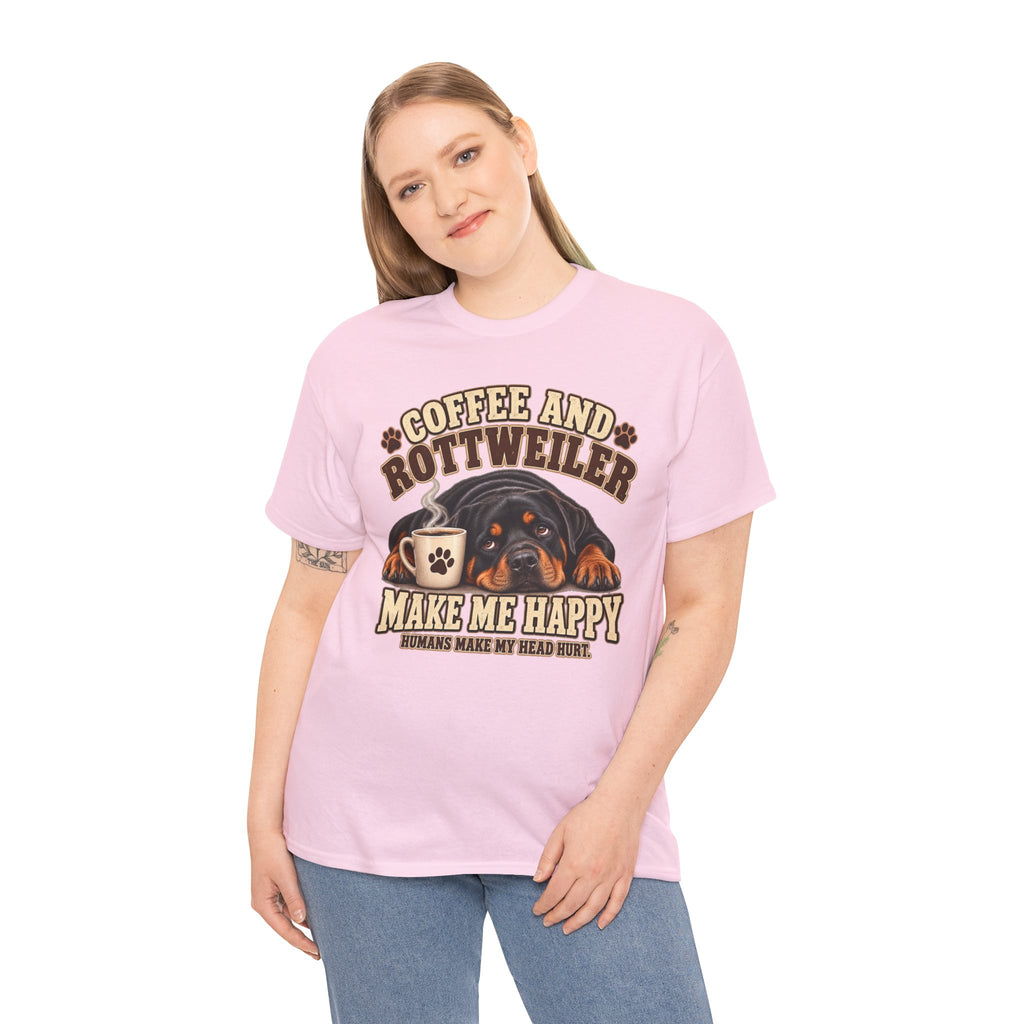 Coffee and Rottweiler Tee — "Coffee and Rottweiler Make Me Happy" Dog Lover Shirt
