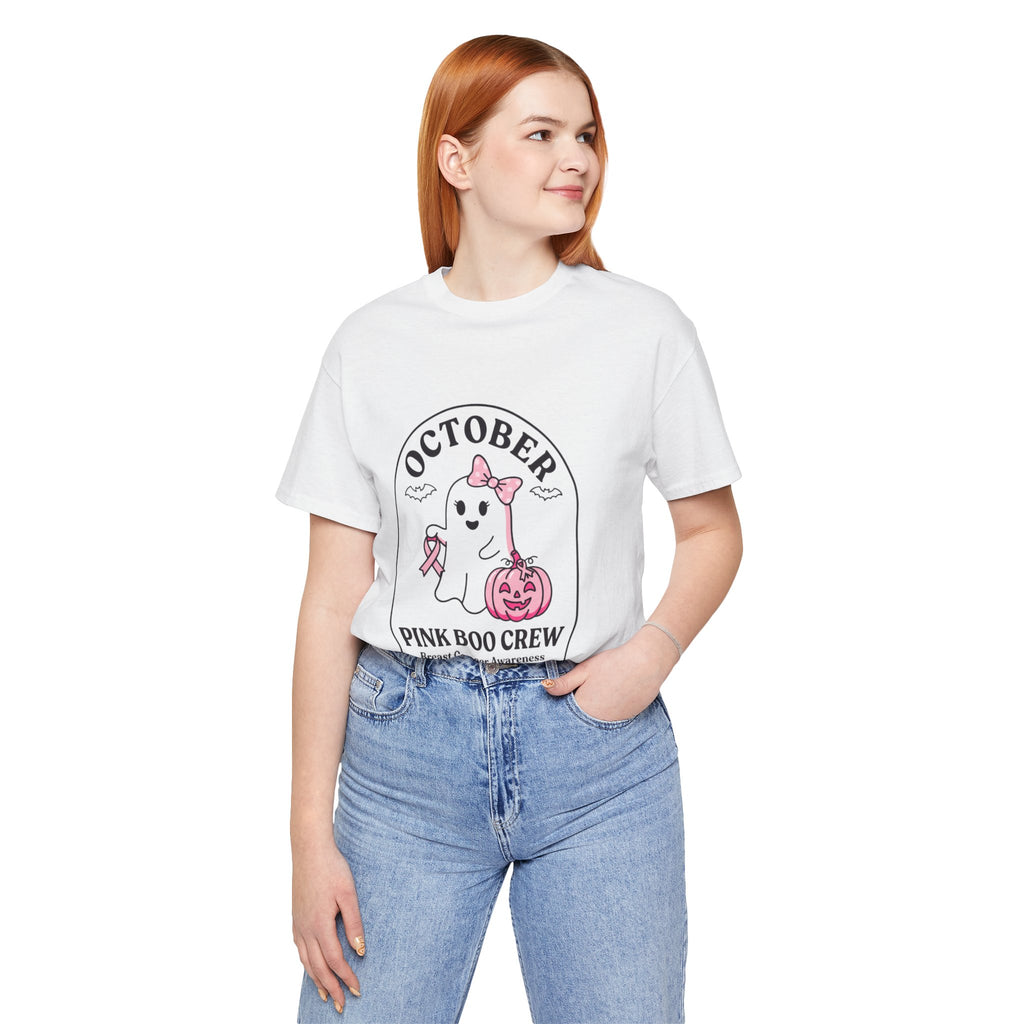 October Pink Boo Crew Tee — Breast Cancer Awareness Ghost T-Shirt