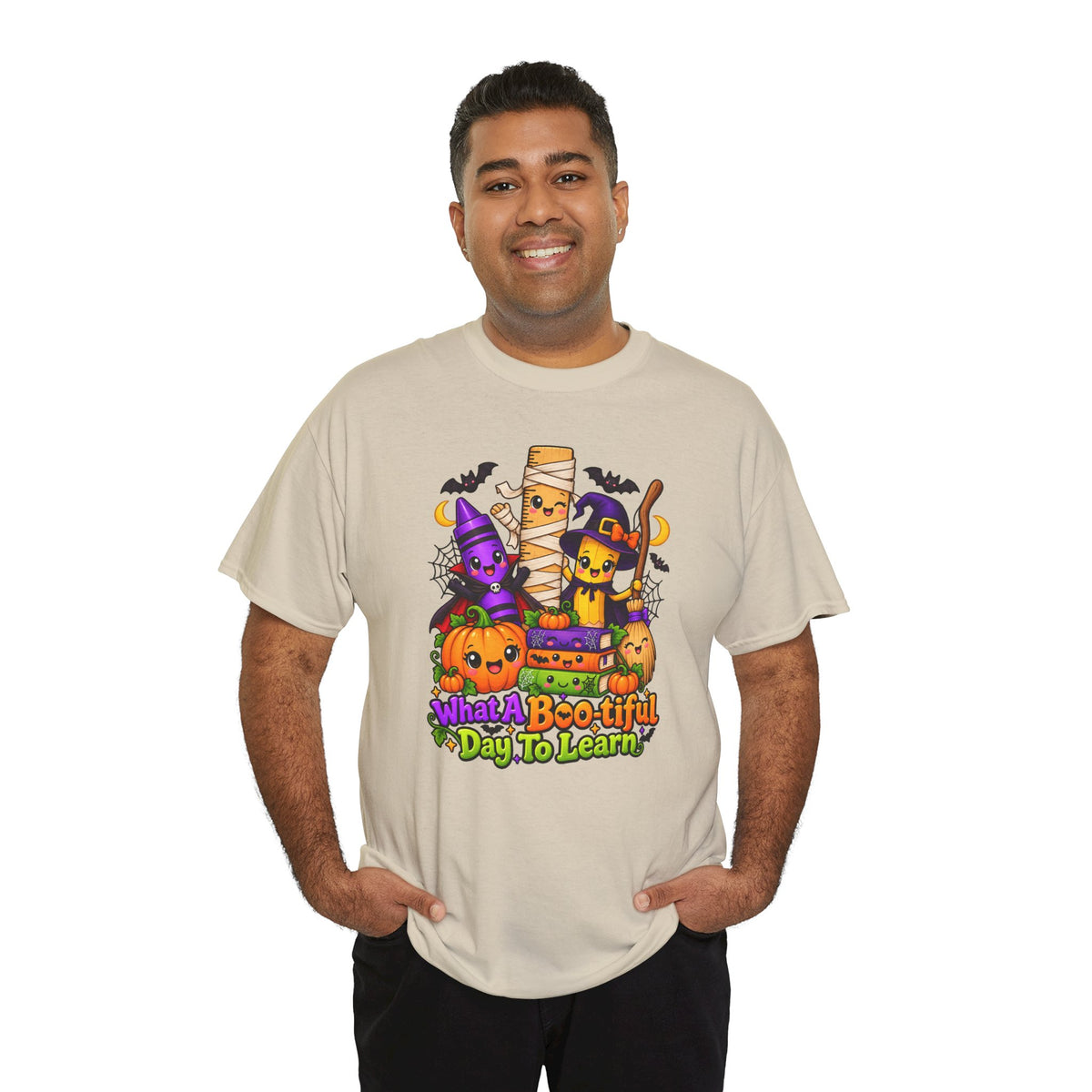 Halloween Teacher Tee — "What A Boo-tiful Day To Learn" Kids' Classroom Shirt