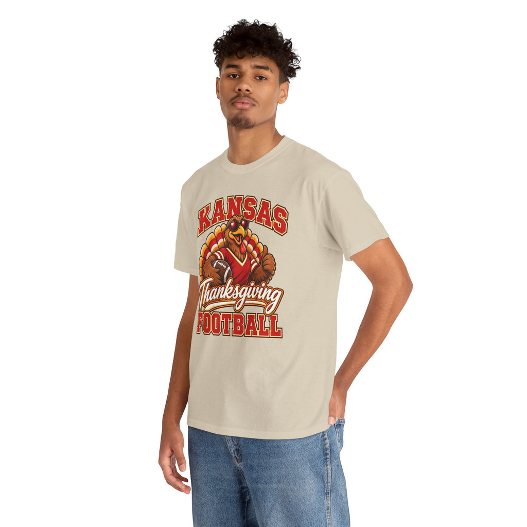 Kansas Thanksgiving Football T‑Shirt — Turkey Mascot Holiday Game Tee