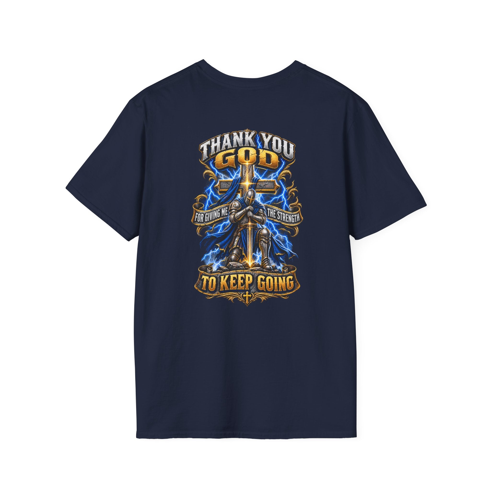 T-Shirt — "Thank You God I Keep Going" Faith Graphic Pocket Tee