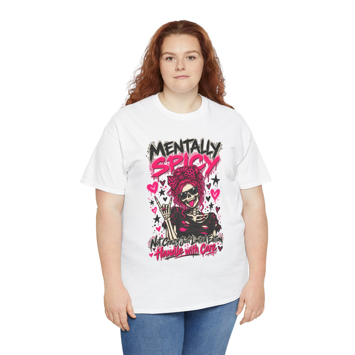 Mentally Spicy Skeleton Graphic T-Shirt