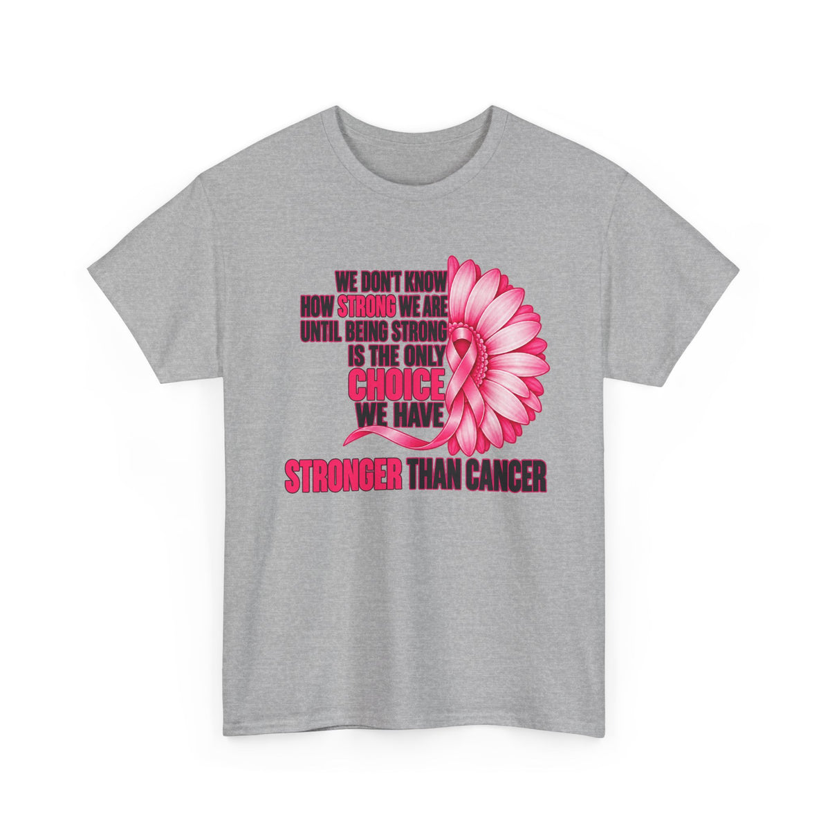 Breast Cancer Awareness T-Shirt - "Stronger Than Cancer" Floral Support Tee