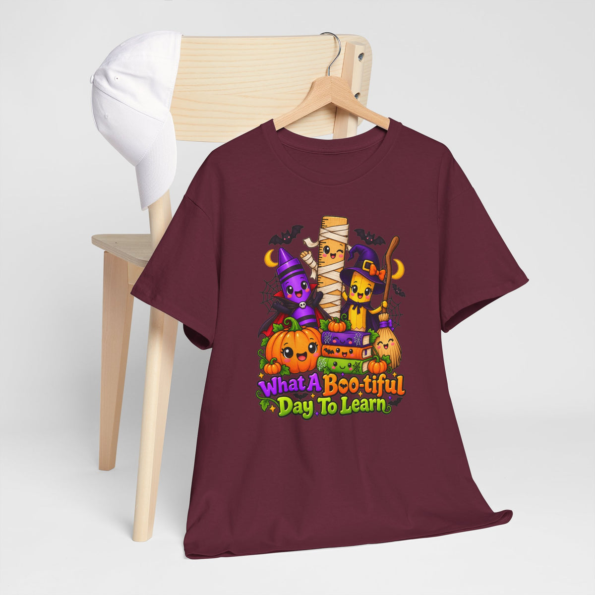 Halloween Teacher Tee — "What A Boo-tiful Day To Learn" Kids' Classroom Shirt