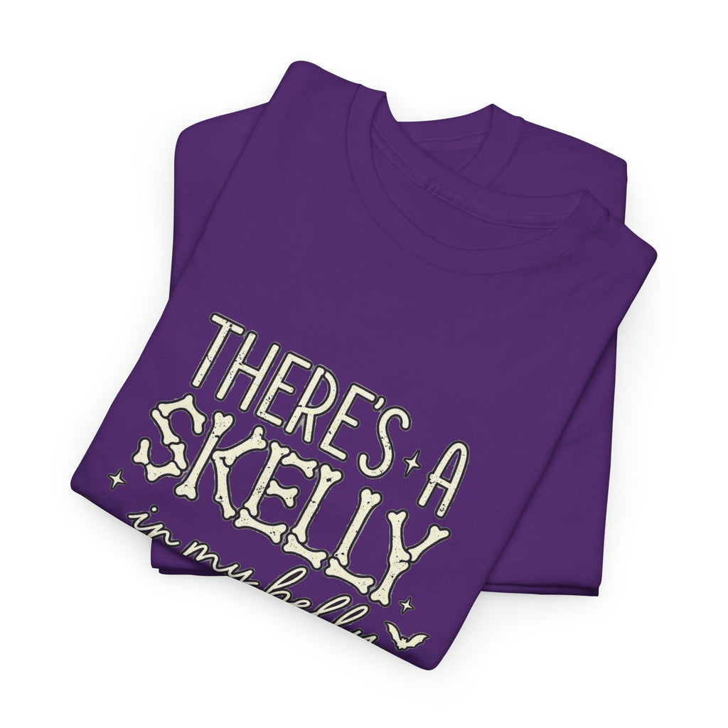 Skeleton Heart T‑Shirt — "There's a Skelly in My Belly" Cute Halloween Tee