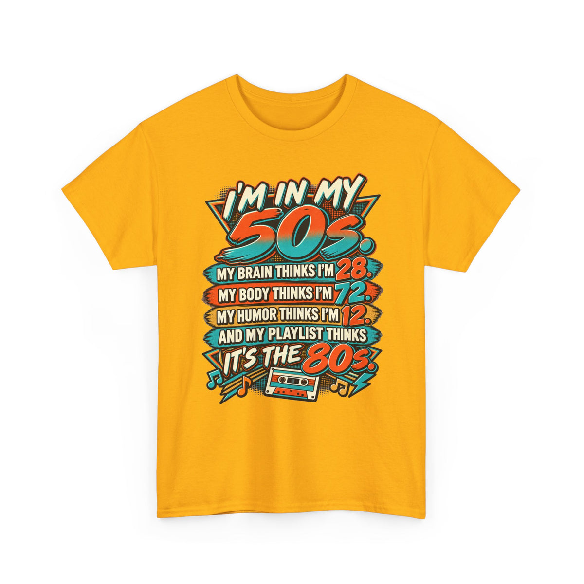 Retro 50s Birthday T‑Shirt — "I'm in My 50s" 80s Playlist Cassette Tee