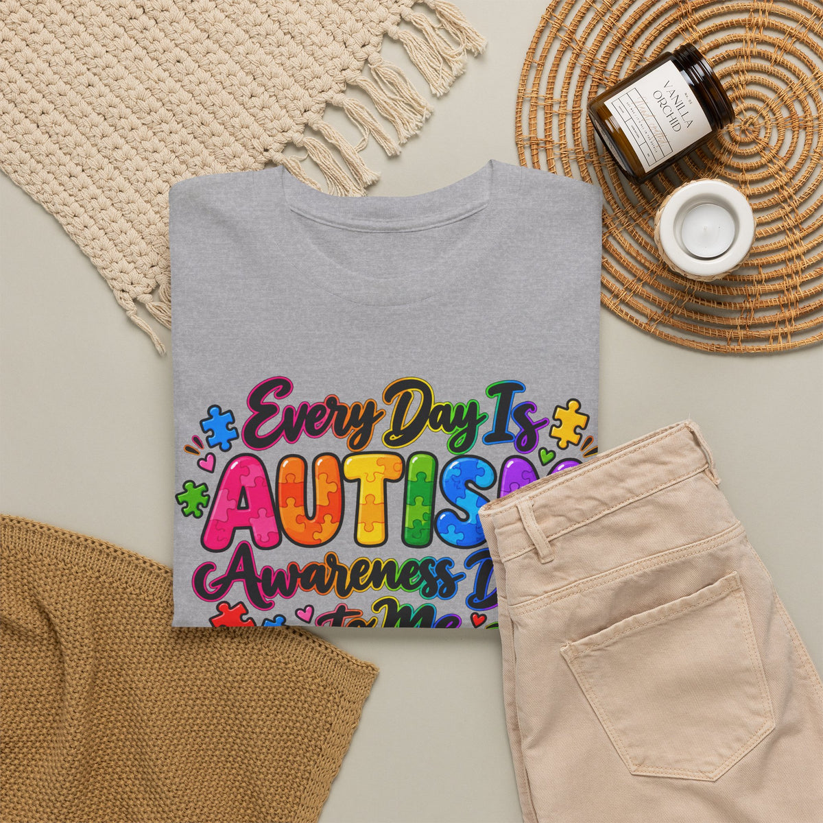 Autism Awareness T-Shirt — "Every Day Is Autism Awareness Day to Me" Colorful Puzzle Tee