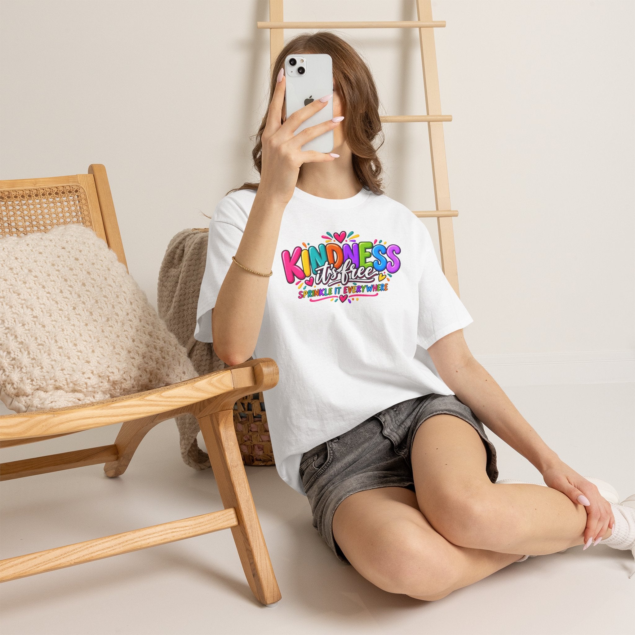 Kindness Is Free Rainbow Tee — Cute Positive Message T-Shirt