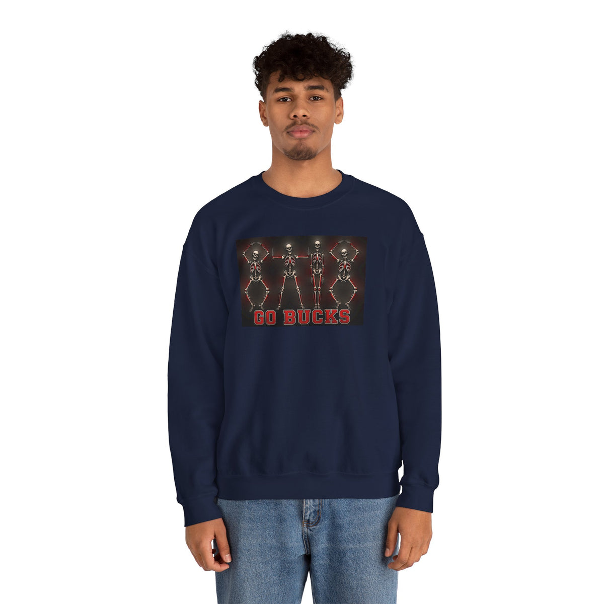 Crewneck Sweatshirt — 'Go Bucks' Dance Skeletons Graphic