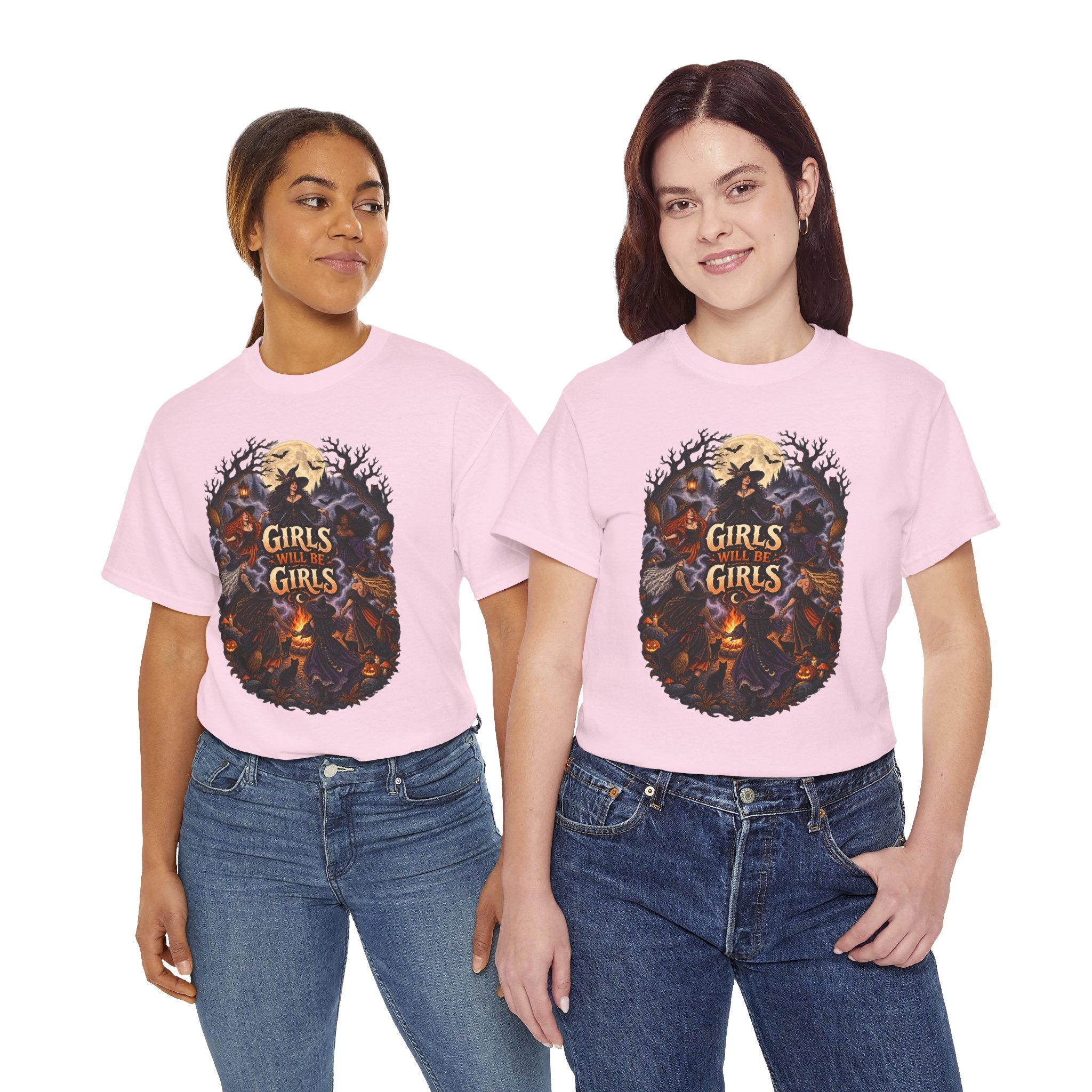 Girls Will Be Girls T-Shirt — Witchy Campfire Illustration Tee