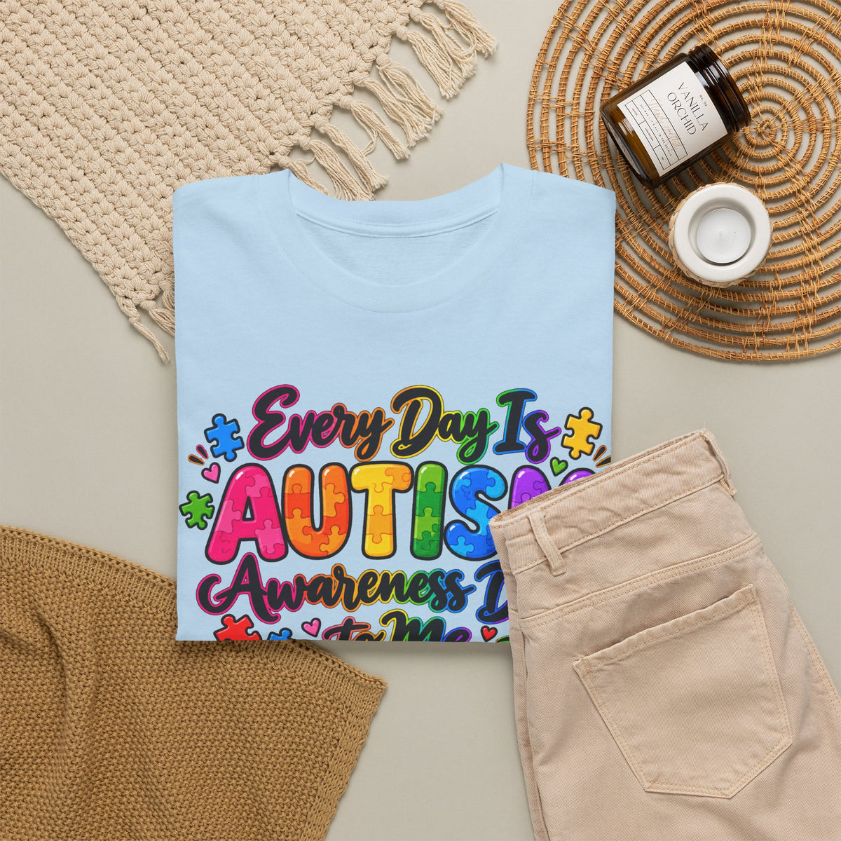 Autism Awareness T-Shirt — "Every Day Is Autism Awareness Day to Me" Colorful Puzzle Tee
