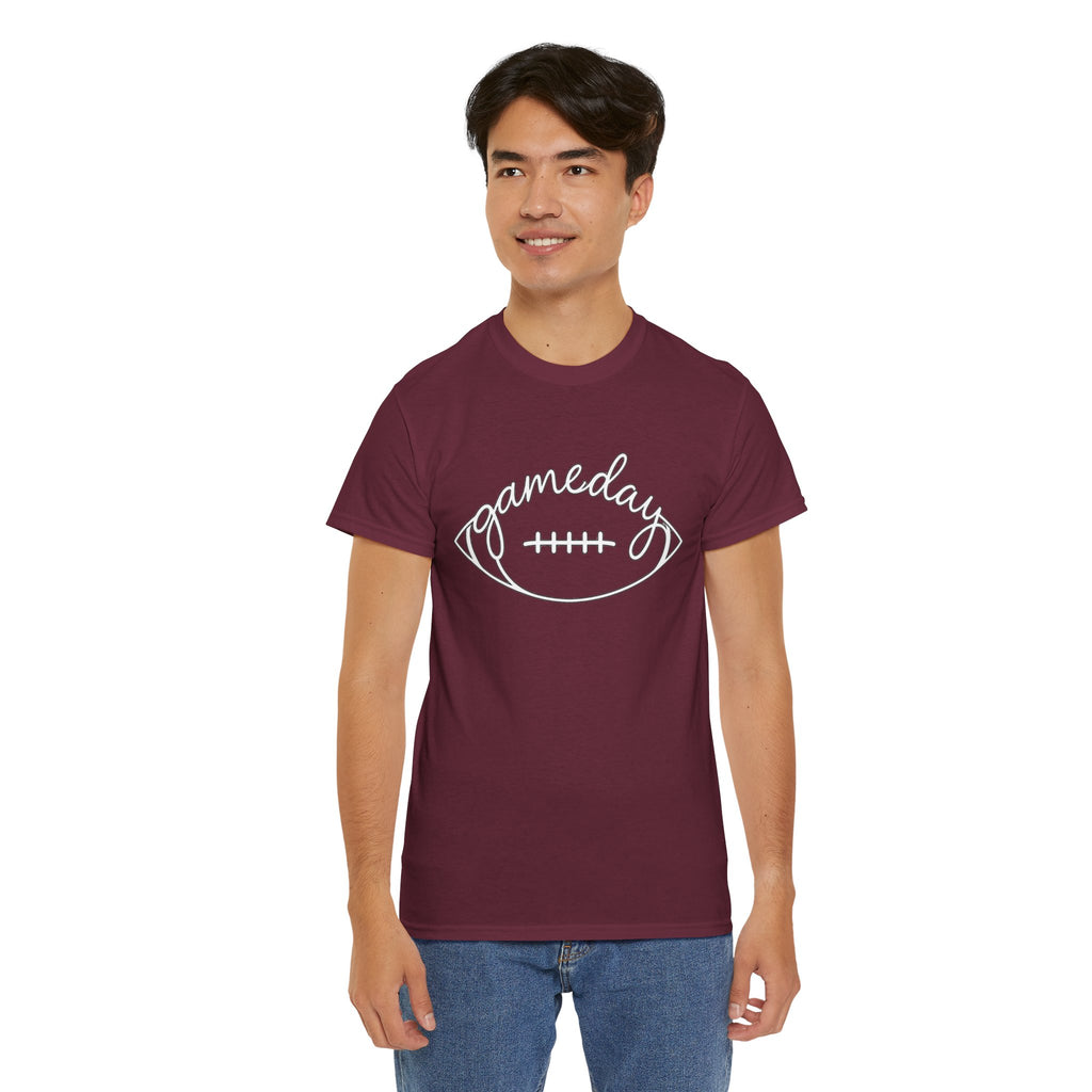 Gameday Football Tee — 'gameday' Script Football Graphic T-Shirt