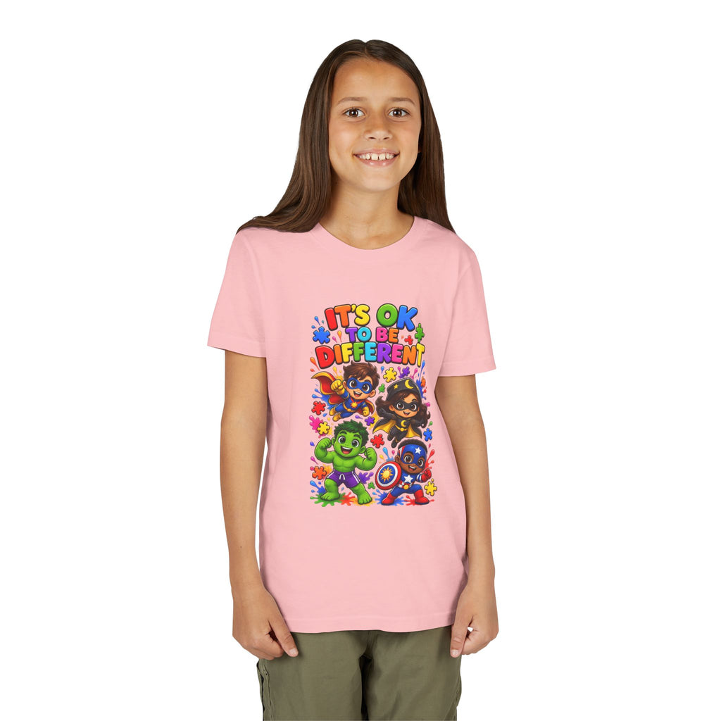 Kids T-Shirt — "It's OK to Be Different" Colorful Superhero Diversity Tee