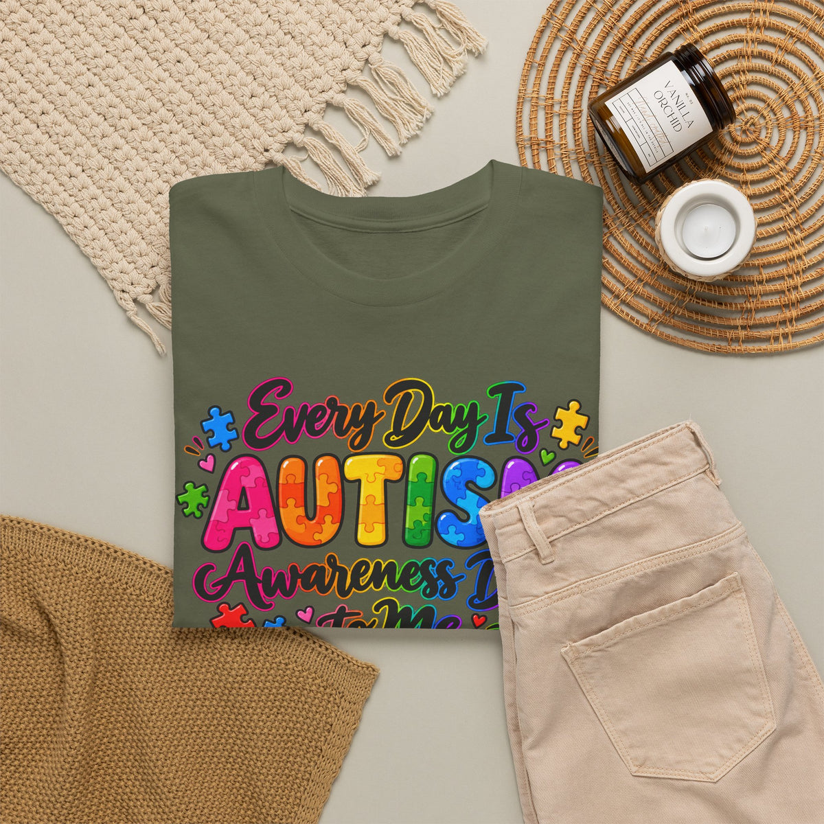 Autism Awareness T-Shirt — "Every Day Is Autism Awareness Day to Me" Colorful Puzzle Tee