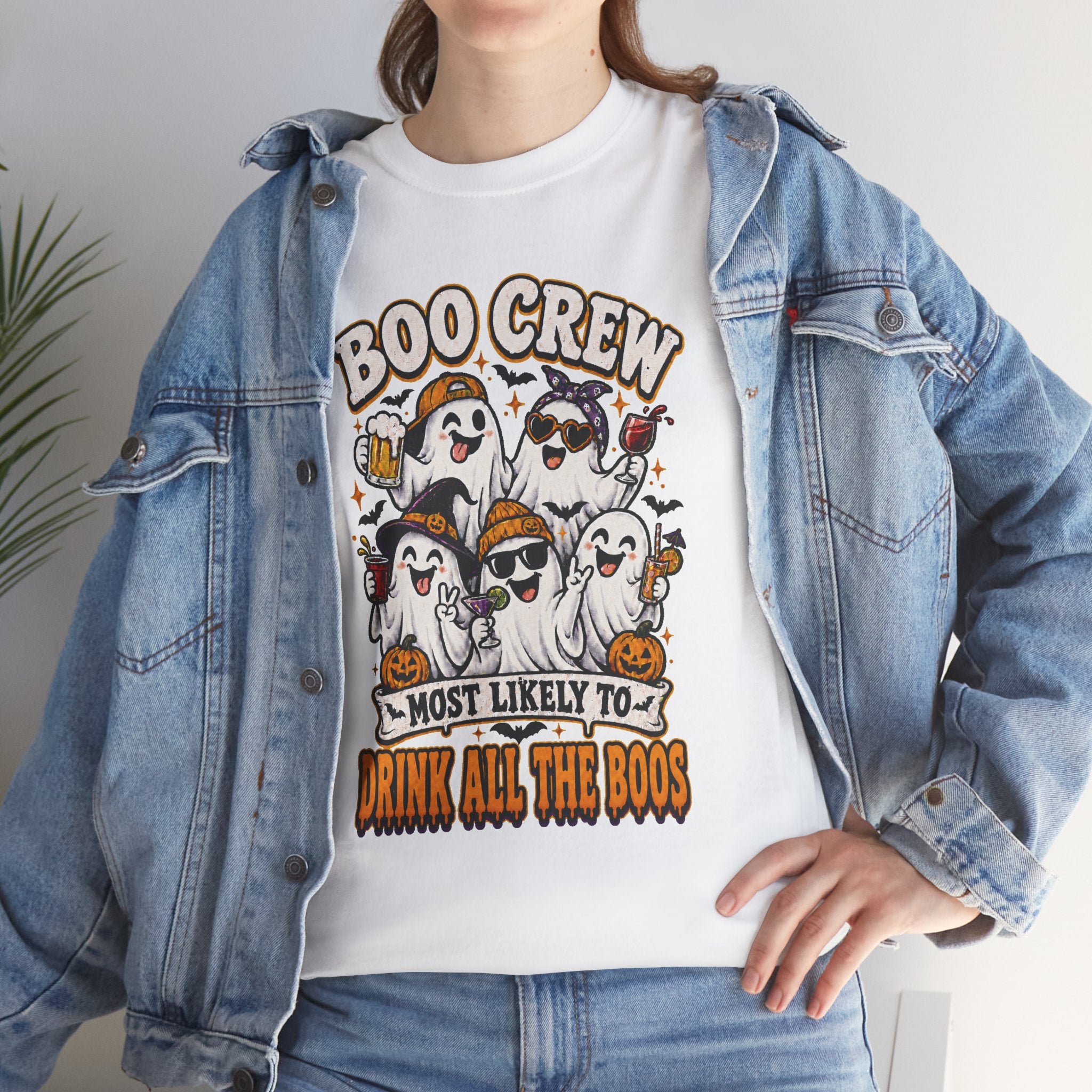 Boo Crew Halloween Tee — “Most Likely To Drink All The Boos” Ghost Party Shirt