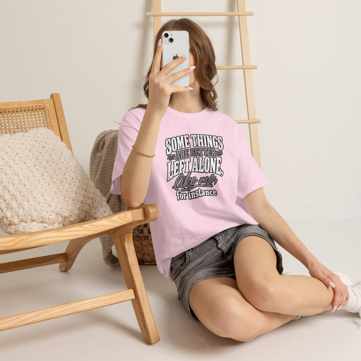 Funny Graphic Tee — “Some Things Are Better Left Alone, Like Me, For Instance” White T-Shirt