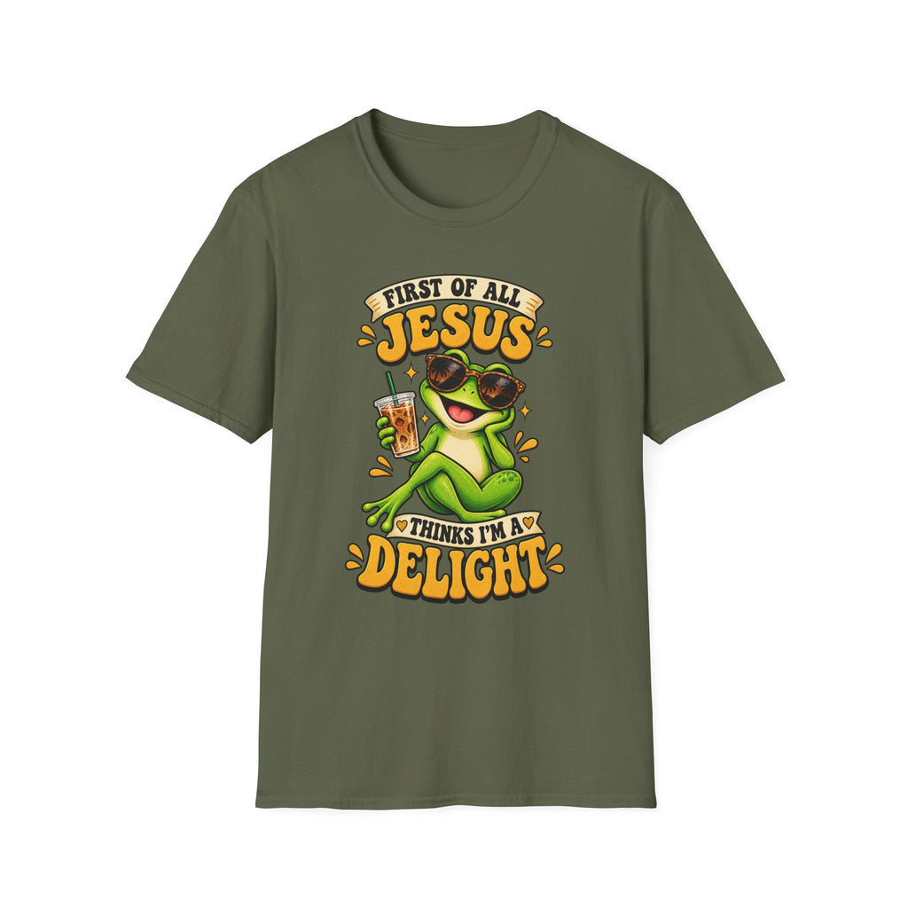Jesus Frog T-Shirt — "First of All Jesus" Cute Frog Christian Tee