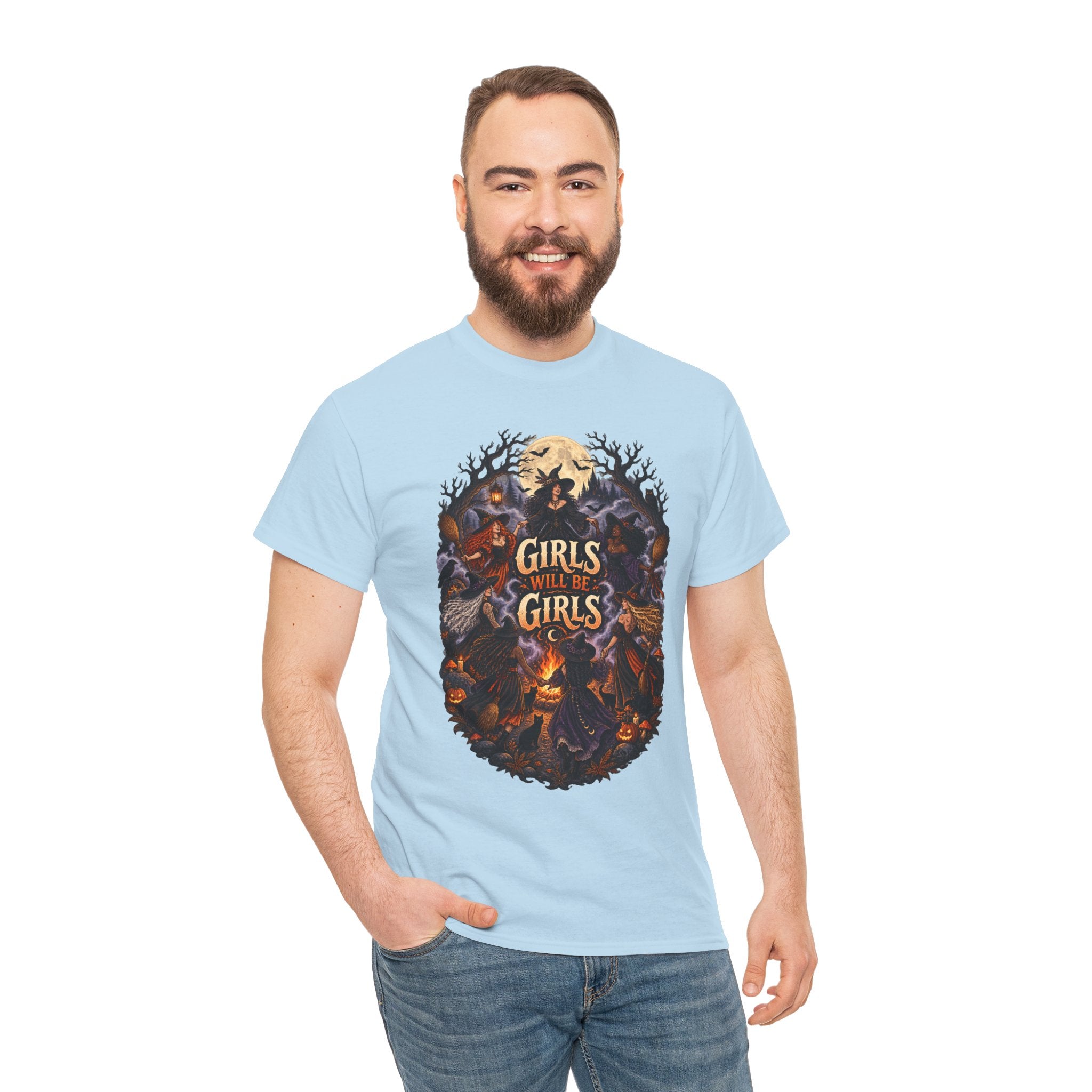Girls Will Be Girls T-Shirt — Witchy Campfire Illustration Tee