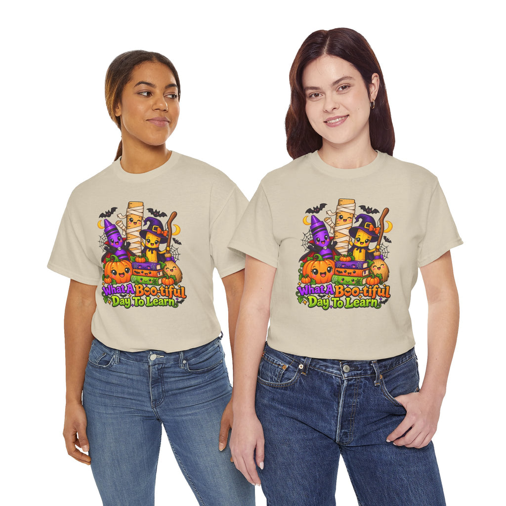 Halloween Teacher Tee — "What A Boo-tiful Day To Learn" Kids' Classroom Shirt